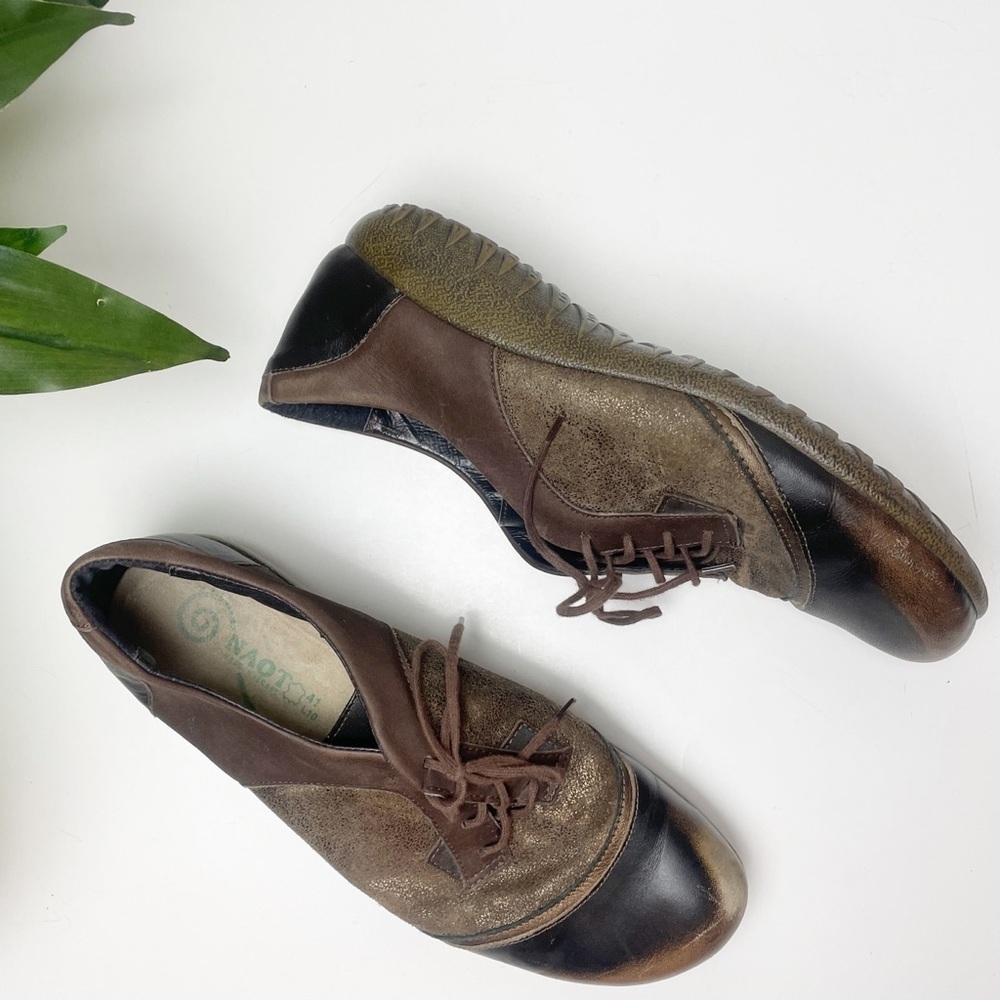 Naot Harore Bronze Metallic Leather Lace Up Oxfords Womens EU 41 US 10